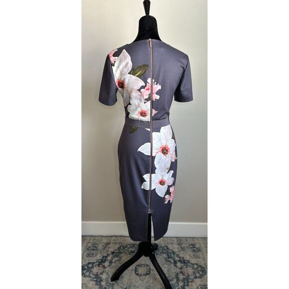 Ted Baker Women's Cut Bisslee Chatsworth Floral Romantic Prep Midi Dress Size 6 - Picture 3 of 11